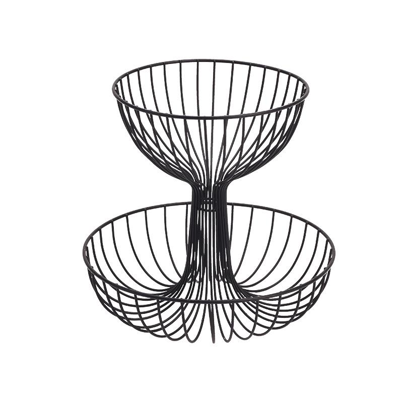 2 Layer Metal Storage Display Rack Bowl Home Living Room Kitchen Fruit Storage Basket Fruit Organizing Tray