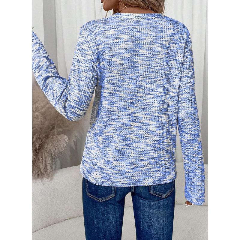 New Spring and Autumn Women's V-neck Pullover Long Sleeve T-shirt, Fashionable and Versatile Top