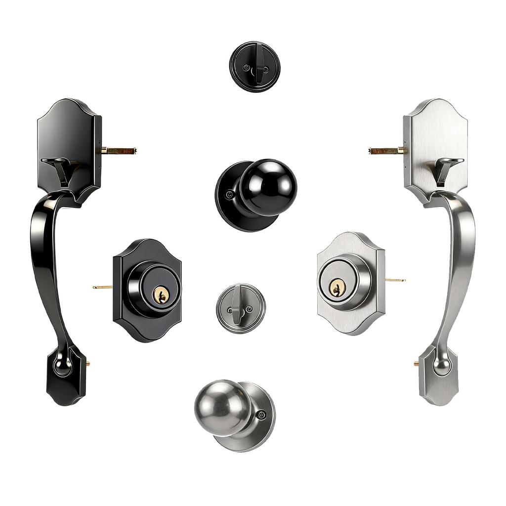 High Security Front Door Handle Lock Set Precisions Cylinder Antislip Sliding Handle for Enhances Protecting