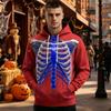 Men's Halloween Funny Skeleton Print Long Sleeve -Lined Pullover Hoodie with Pocket