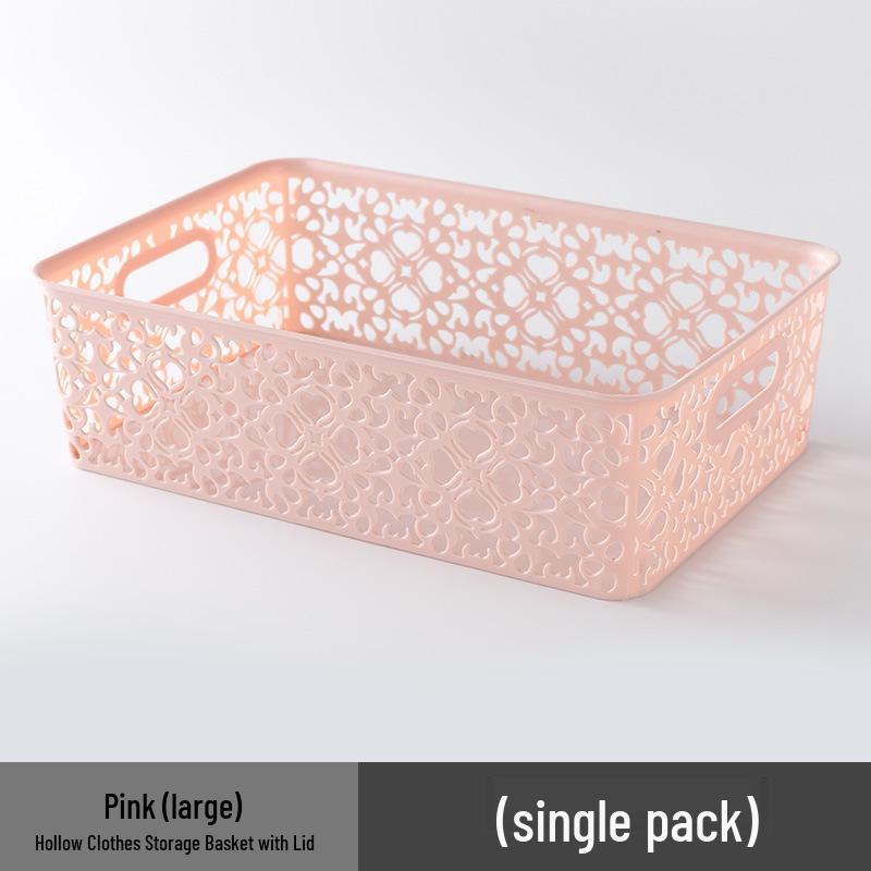 Lingerie Storage Box with Lid - Hollow Design Plastic Organizer for Bras and Underwear