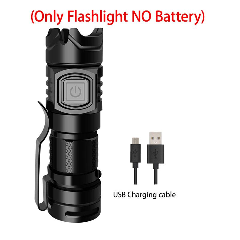 High Quality 20W LED Flashlight USB Charging Fixed Focus Super Bright Torch Waterproof Outdoor Aluminum Alloy Tactical Flashligh