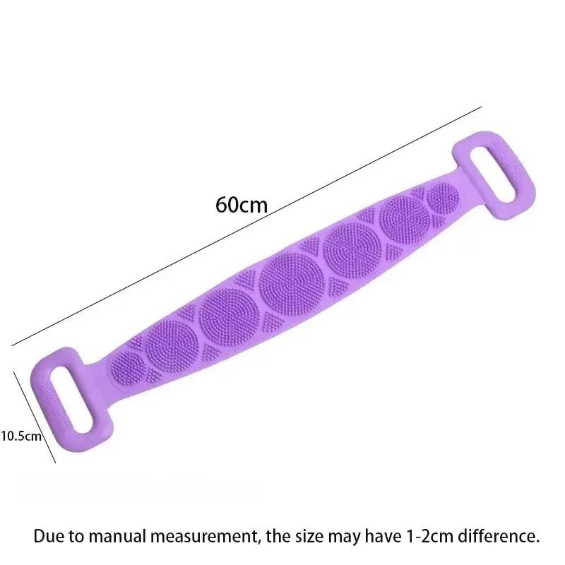 Silicone Body Shower Brush Long Extended Back Scrubber Belt Soft Exfoliating Massage for Gentle Peeling Skin Clean Home Bathing Use