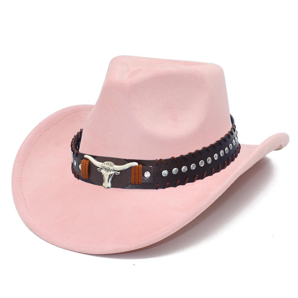Fashion Classic Suede Equestrian Hat Men's and Women's Outdoor Travel Beach Vacation Visor Bent-brimmed Western Cowboy Hat