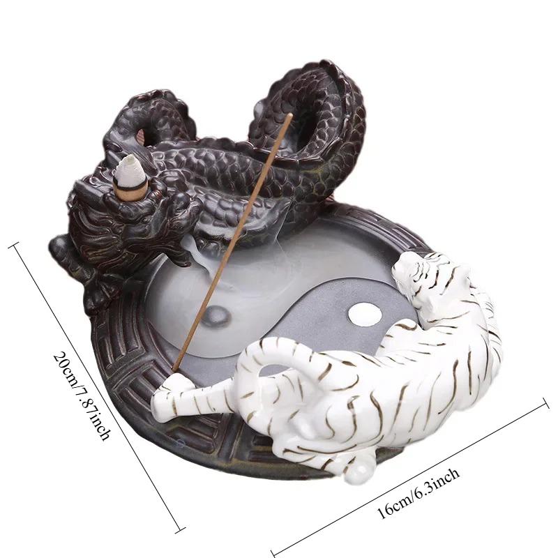 

1pc, Home Feng Shui The Eight Diagrams Ornament Incense Burner Lucky Dragon White Tiger Tea Pet Office Decor (Without Incense)
