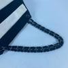 CHANEL 2.55 metal fittings Double Chain Shoulder Bag Nylon canvas Black/White