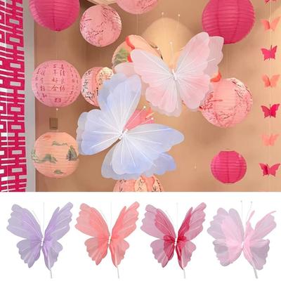 48cm Big Simulation Butterfly Gauze Material 3D Effect Hanging Butterfly Hollow Design Large Size 3D Butterfly