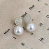 Shijia Rhinestone Pearl Stud Earrings Women's Sterling Silver Niche Design High-end Earrings New Popular Earrings