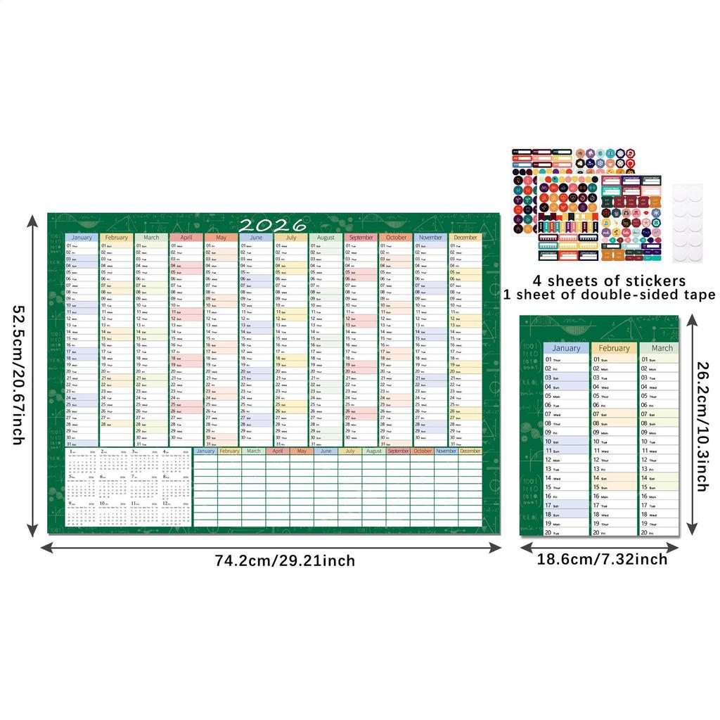 2026 Wall Calendar Full Year Large Size Paper Daily Schedule Planner Sheet Yearly Weekly Annual Planner Target List Home Office