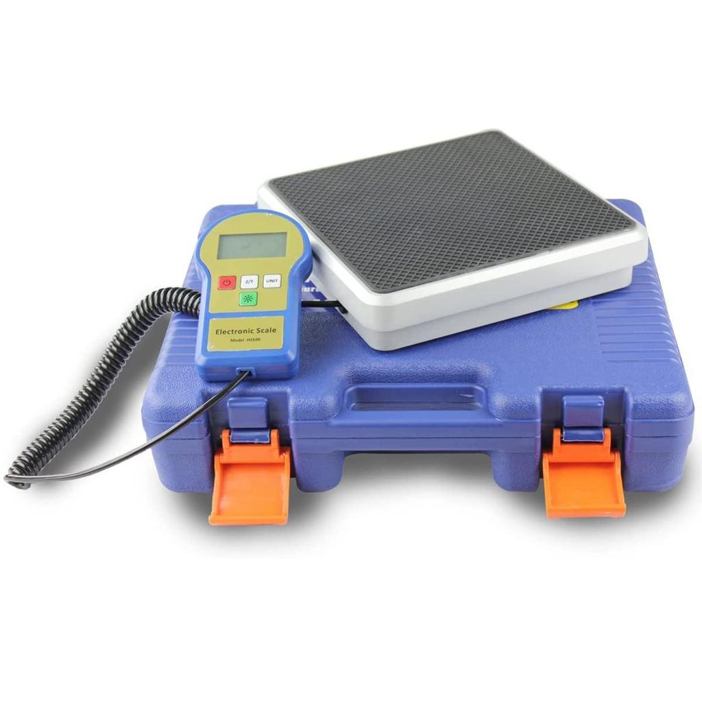 BACOENG Digital Charging Scale Refrigerant 100kg Charging Capacity with Auto Portable Case and Refrigerant Recovery for Auto AC - Scale, Shutoff,