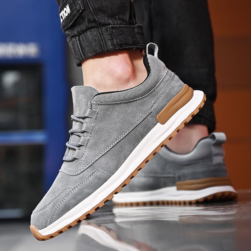 Fashion Genuine leather men's sports shoes Comfortable quality versatile style Leisure Outdoor Street daily youth Classic black shoes
