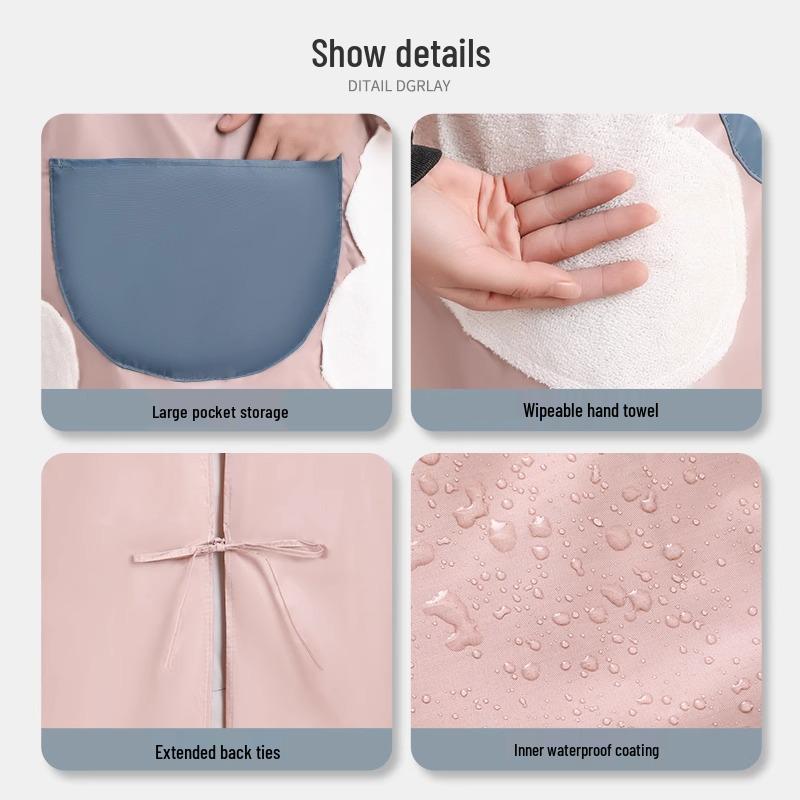 Waterproof Oil-Proof Cute Kitchen Apron with Wipeable Long Sleeves for Men and Women