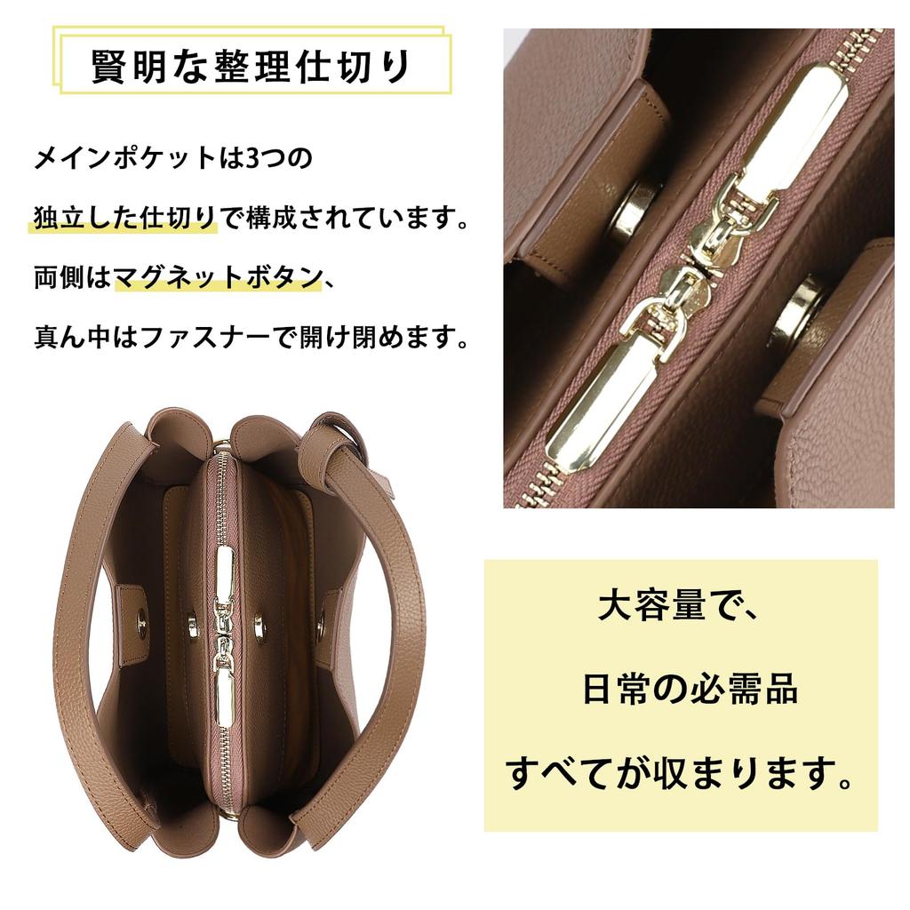 MFFOR Shoulder Made of Premium Genuine Large Simple and Suitable for or Handbag Use Women's 2-Way Bag, Leather, Capacity, High-Quality Look, Casual,