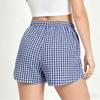 Women Plaid Casual Loose Fit Shorts with Drawstring Waist and Side Pockets Lightweight Breathable Fabric for Daily Wear