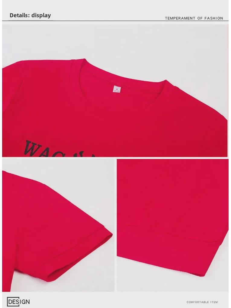 95% Cotton Elastic Stylish Women's Summer Leisure Sports Set: Short-Sleeved T-Shirt & Trousers