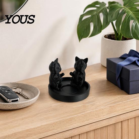 Langlebige Katzenfigur Geschenk 3D-gedruckter Kerzenhalter, Ästhetische Schreibtischdekoration mit matter Schleifoberfläche, Integrierte stabile glatte geschwungene Skulptur, Heimdekoration