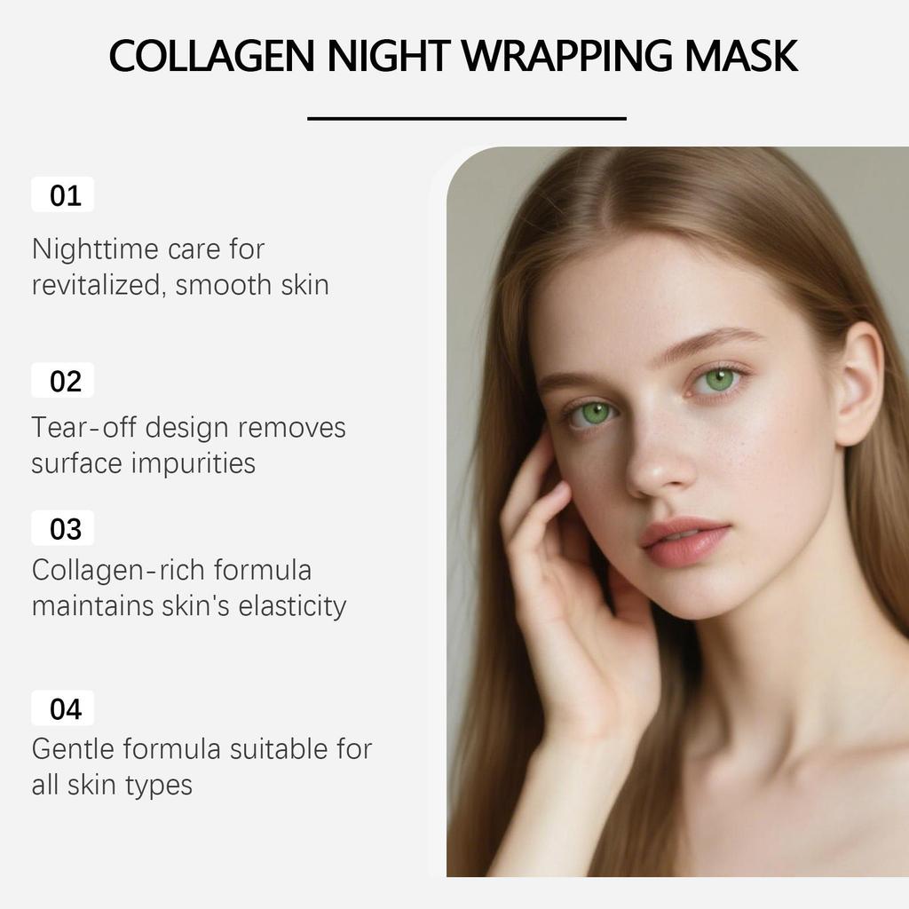 Collagen Night Wrapping Mask Peel Off Mask Brightening Facial Mask Deeply Cleansing Pores Shrink Hydrates Nourishing Skin Care