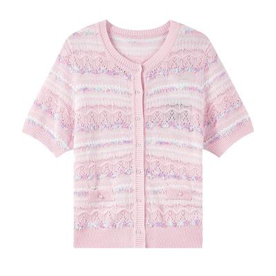 Women's Sweet Style Short Sleeve Knit Cardigan