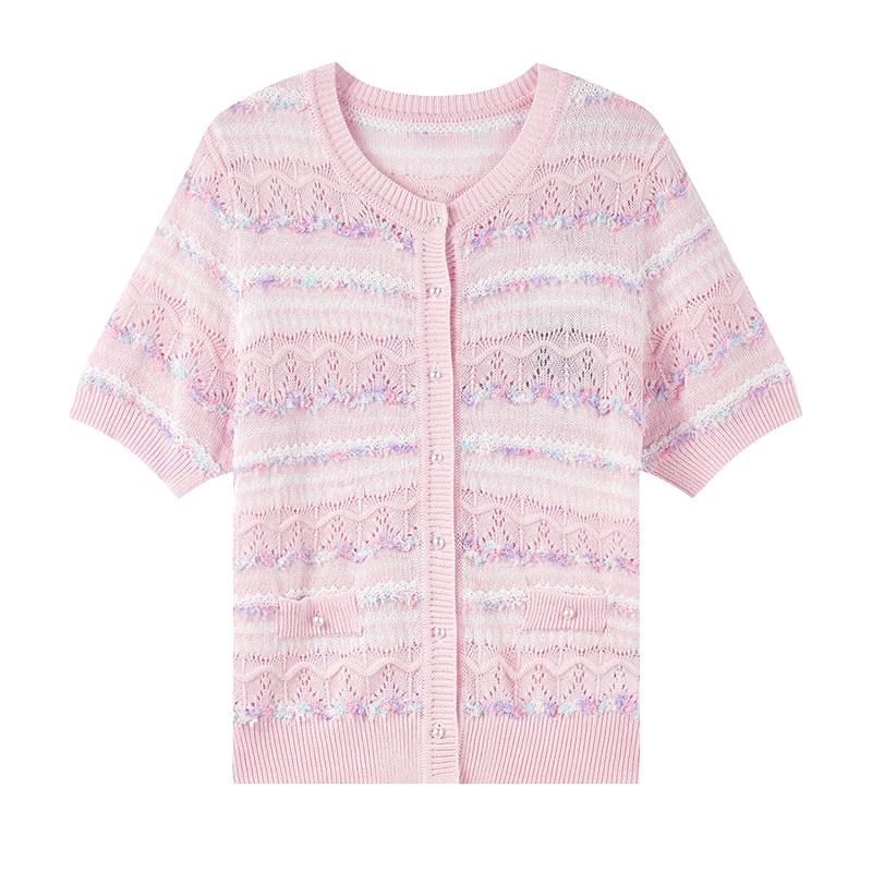Women's Sweet Style Short Sleeve Knit Cardigan