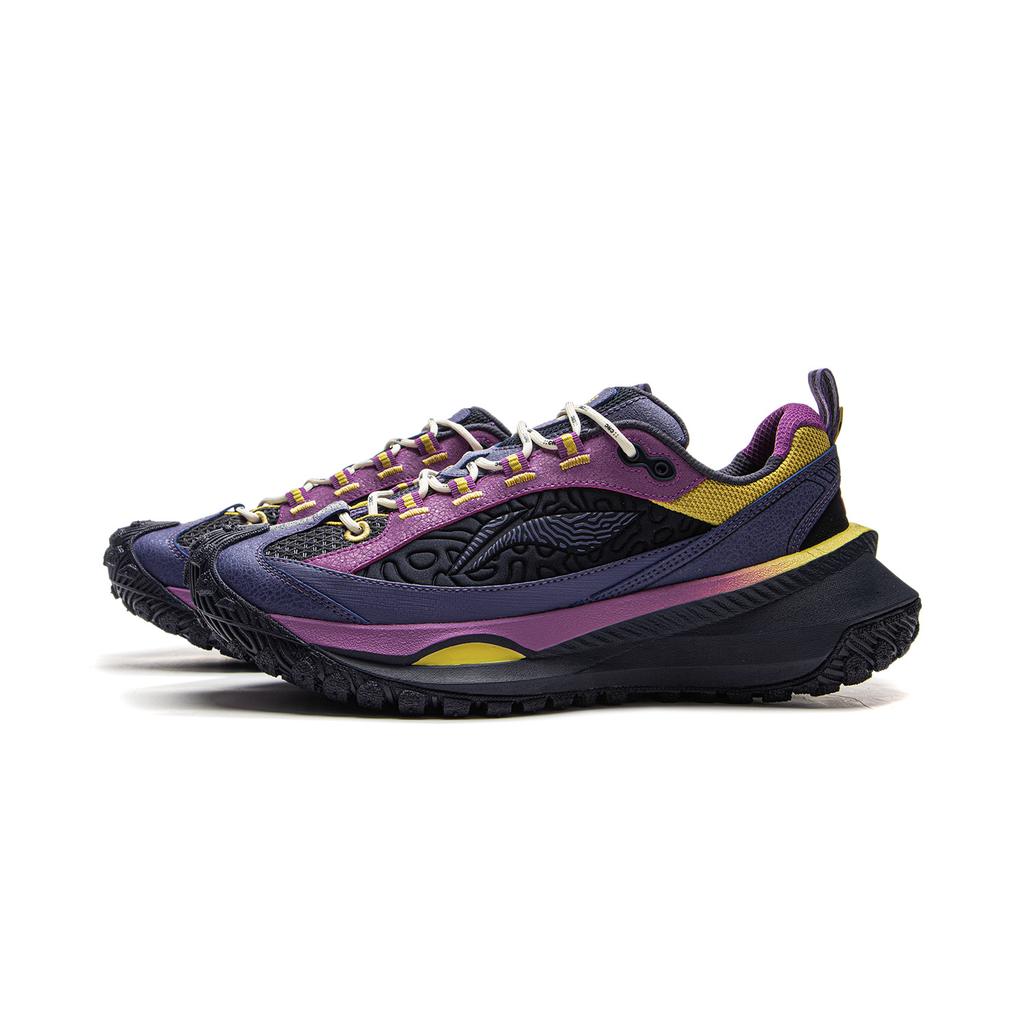 Chums X Li Ning Explorer CRC Collaboration Series Trendy Sports Shock Absorption Low Top Running Shoes Unisex Running Shoes Dark-Blue Purple AZGV109-1