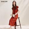 New Chinese Style Mulberry Silk Short-Sleeve Dress