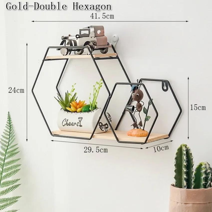 1 stk Svart / Gull Nordisk Vegghylle Metall Jern Oppbevaringsstativ Flerformet DIY Hjemmedekor Multifunksjonell Kombinasjon Praktisk