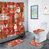 Snowman Santa Claus Shower Curtain Set Bathroom Set Non-Slip Mat Carpet Waterproof Toilet Seat Cushion Bath Mat Christmas Decor