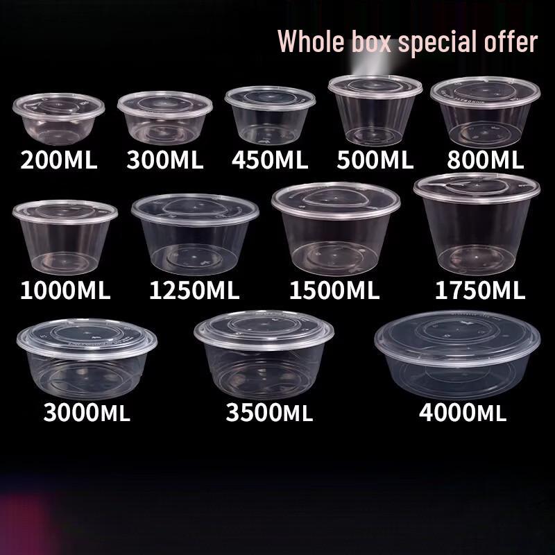Disposable Food Grade Round Bowl Container with Lid