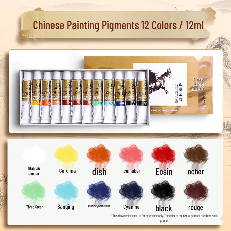 Mali Guohua Pigments: 12ml Boxed, 32ml Large, Chinese Painting Ink Stick In Spring Festival Gongbi Wisteria Yellow.