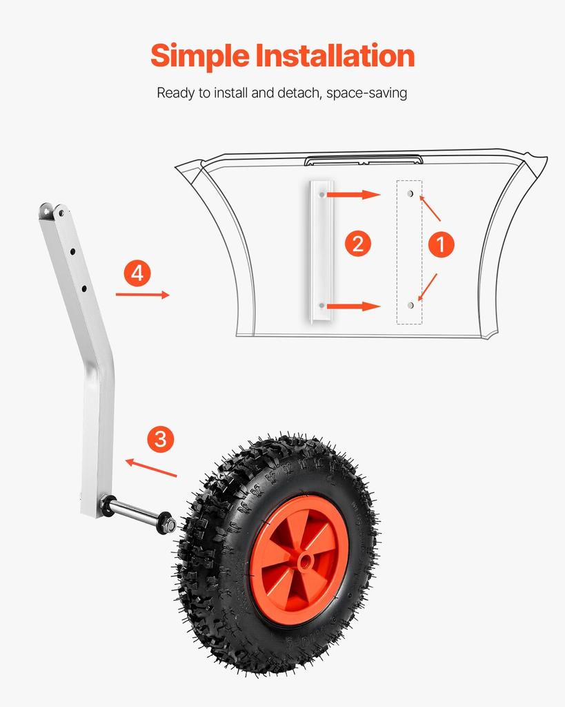Boat Launching Wheels, 226.8 Kg Load Capacity, 304.8 Mm Aluminium Alloy Transom Wheel with Inflatable Rubber Tires, Folding Launch Wheels with 4 Quick