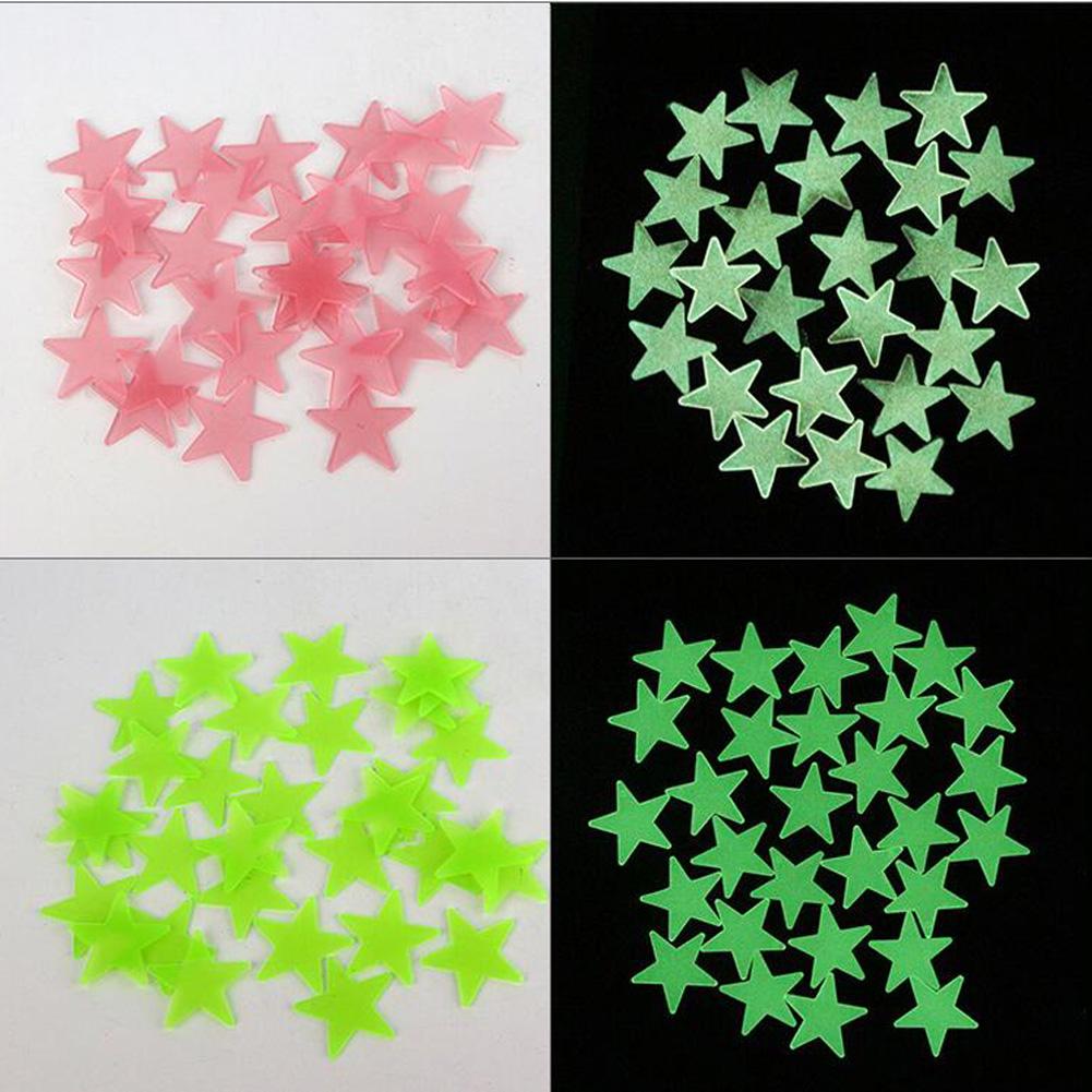 100 ks/sada hvězd svítící samolepky na zeď Svítící ve tmě Pro děti Samolepky na dekorace do dětského pokoje Barevná hvězda Home DIY Decor Mural