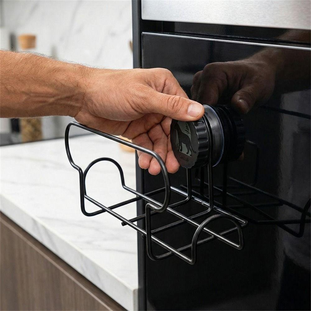 Iron Suction Cup Tissue Holder No Drill Wall Mounted Face Towel Storage Box Large Capacity Waterproof Tissue Dispenser Bathroom