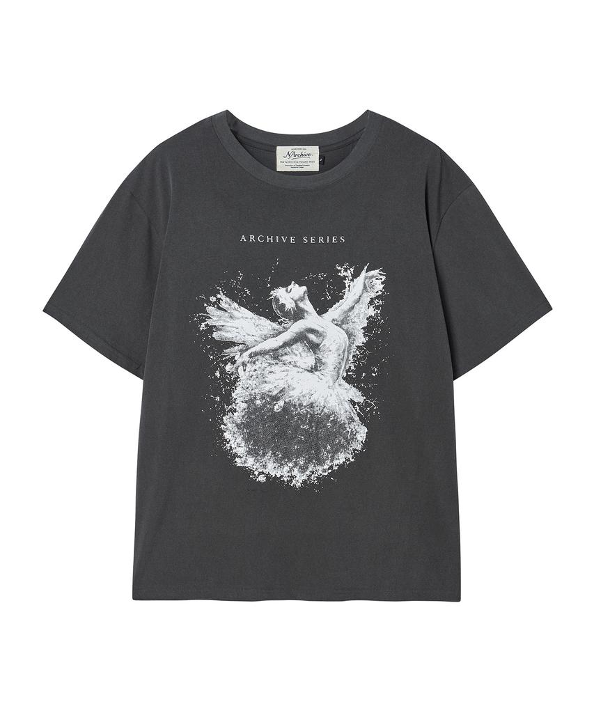 BEYOND CLOSET [Collection Line] Shadow Swan Washed Short Sleeve T-Shirt Washed Charcoal