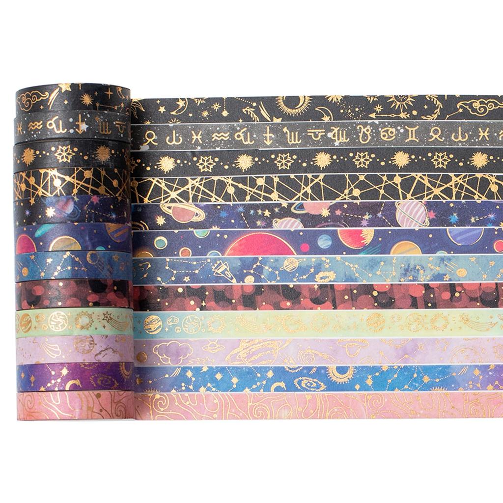 YUBX Masking Set of Nebula Washi Starry Gold Foil for DIY Gift and Decoration Tape, 30, Tape, Sky, Space, Stamping, Crafts, Journals, Planners,
