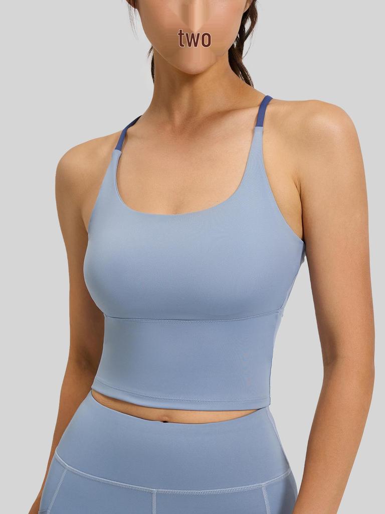 Seamless Strappy Sports Bra: High Elasticity, Padded, Bare Feel Yoga Tank Top for Women