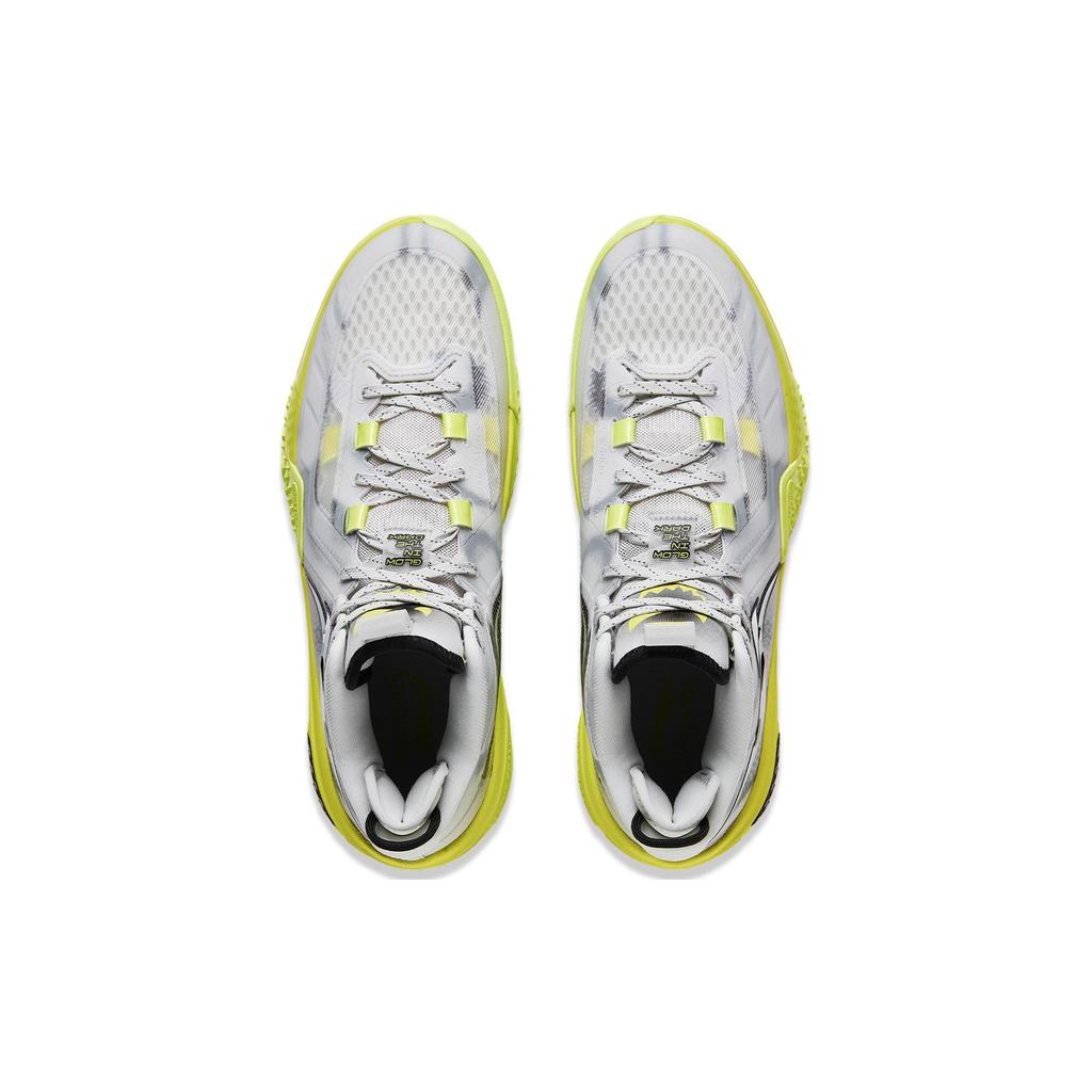 Li Ning Jie Ao, Silent Cushioning Slip Resistant Abrasion Resistant Mid Top Basketball Shoes Men's Light Lime ABFT035-5