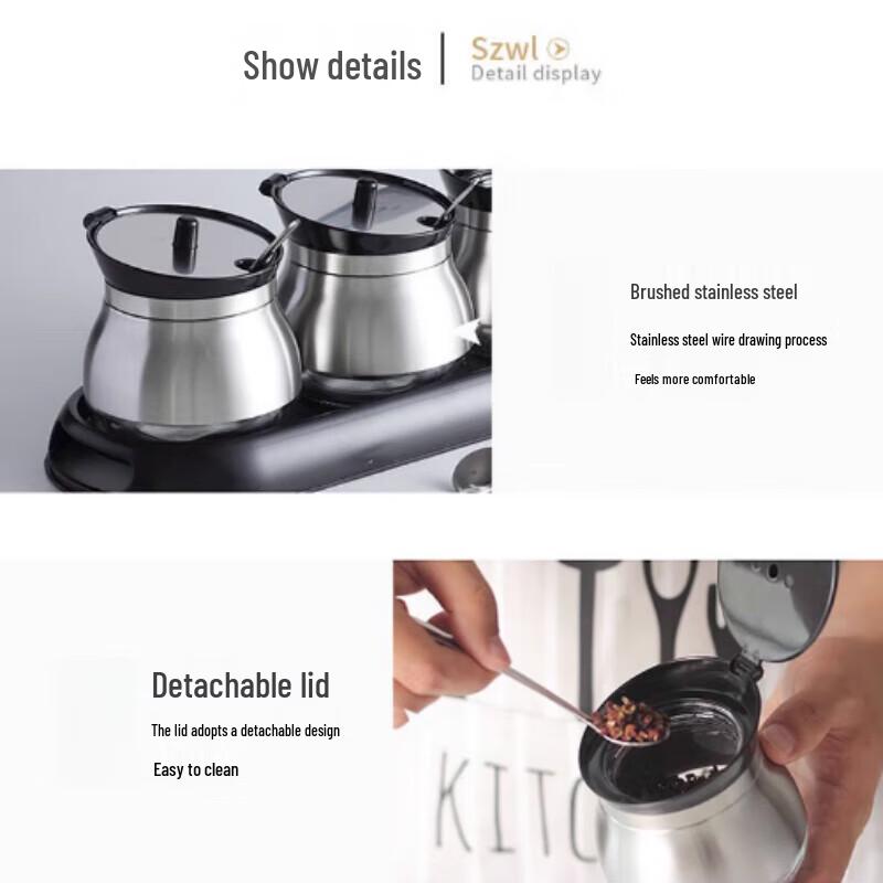 Modern Carbon Steel Tabletop Seasoning Set