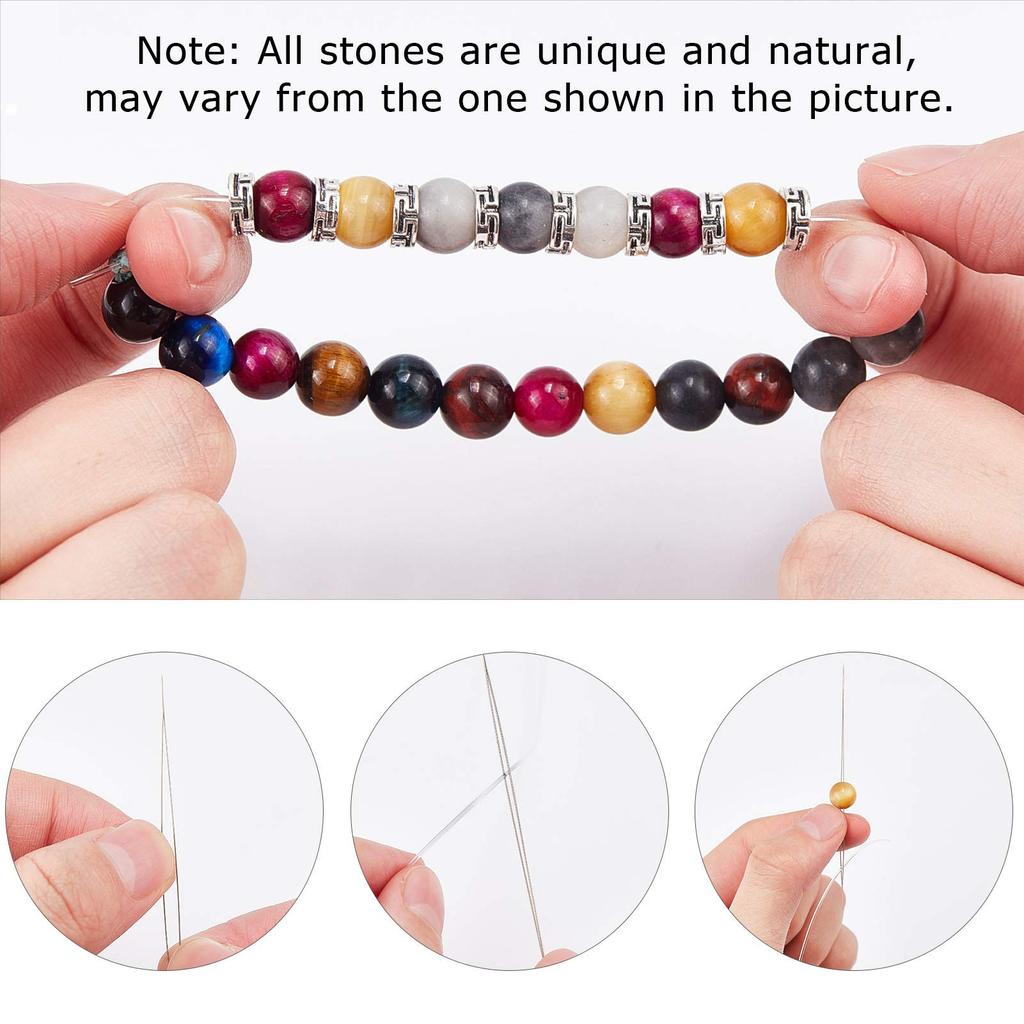 SUNNYCLUE 300 Kit 8mm Tigerauge Perlen Tigerauge Armband Chakra Armband Set Kraftperlen Heilperlen Energieperlen Reiki Armband Granitperlen Anhänger