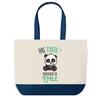Tote Bag - PLANETEE - Emile Pas Touche Panda - Blue - Cotton - 40x45 Cm