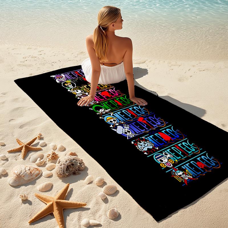 Classic Japanese Element Cartoon ONE PIECE Monkey D. Luffy Beach Towel Outdoor Camping Vacation Swimming Beach Towel Outdoor Absorbent Bath Towel Y18