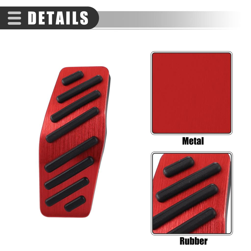 Motoforti Brake and Accelerator Pedal Covers for Chevy Cruze Black and 1 Set 2009-2020, Metal, Red,