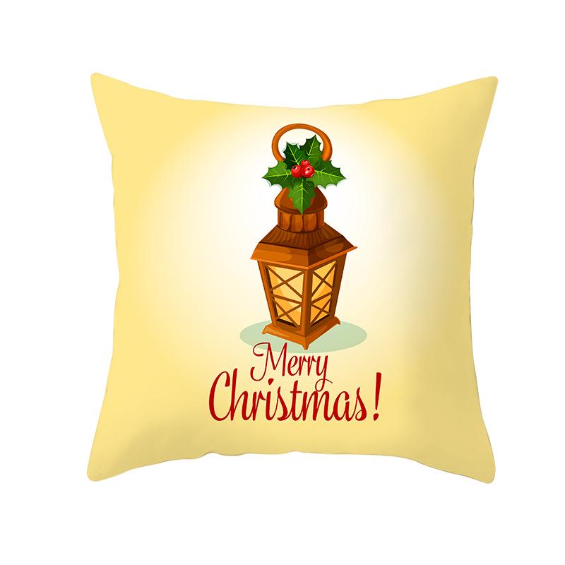 Golden Christmas Peach Velvet Cushion Cover New Digital Printed Square Cushion Cover Cushion Cover