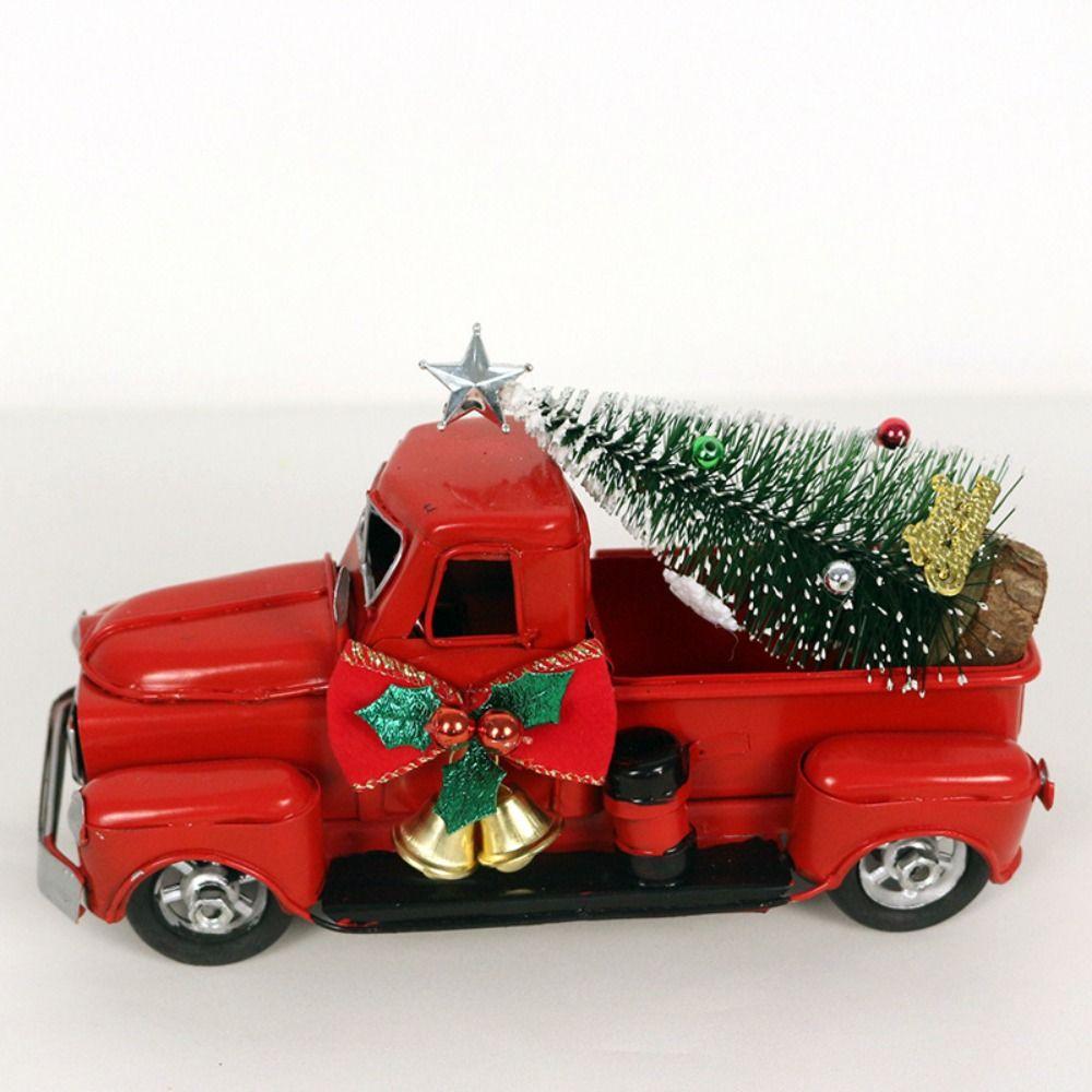 DIY Decor Farm Truck Model Red Red Metal Truck Toy Retro Christmas Truck  Christmas