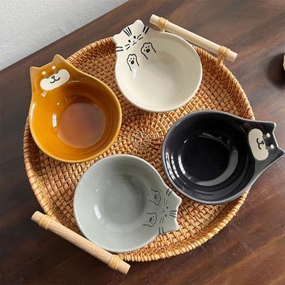 Japanese Cartoon Cat Bear Ceramic Plate Household Soy Vinegar Sauce Dipping Seasoning Dish Small Bowl Hot Pot Roast Meat Dishes