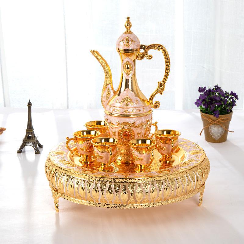 Retro Palace Wine Set, Home, Wedding, Holiday Supplies, Metal Gift, Hip Flask Set Ornaments, Christmas Gift, European Style