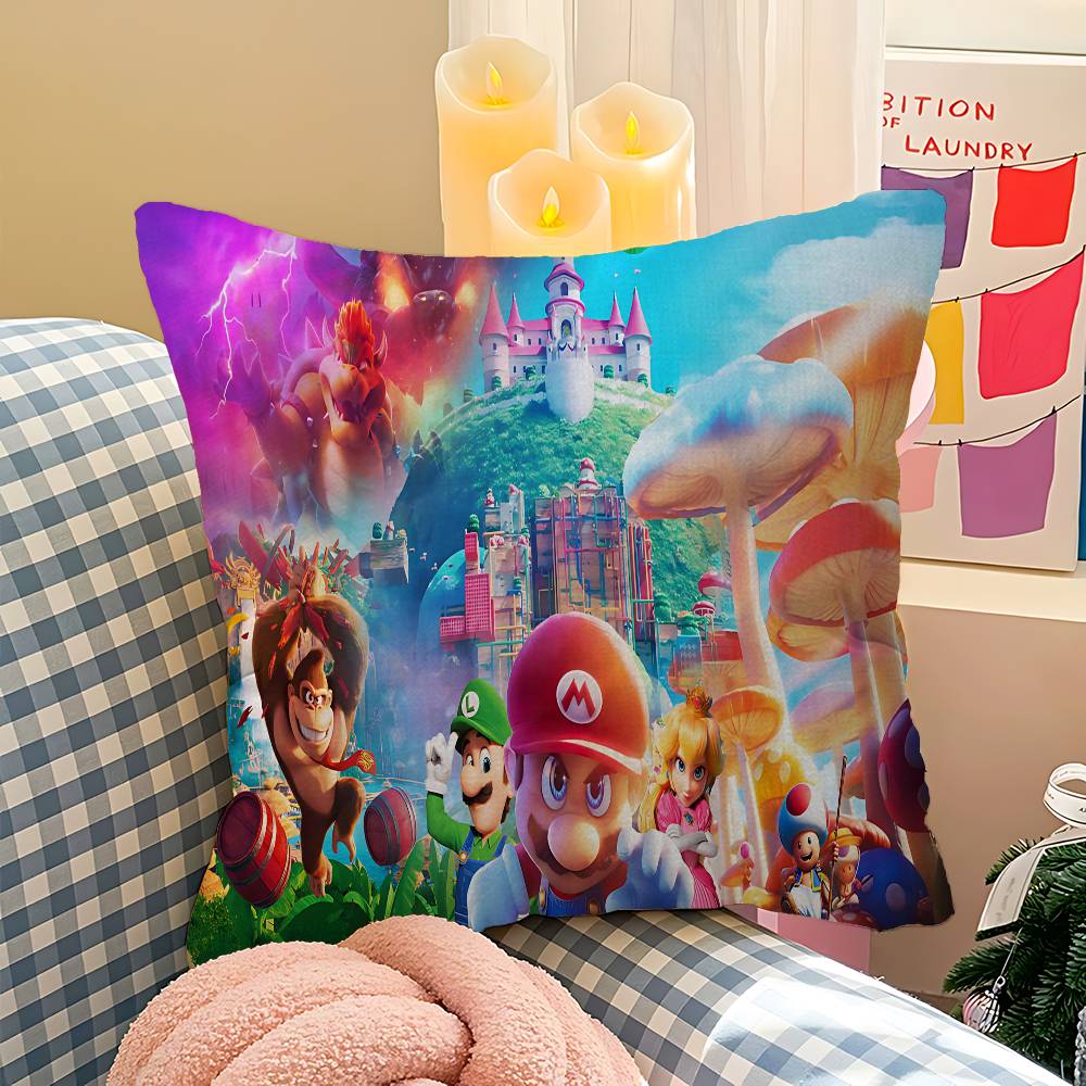 Game M-Mario-O Cartoon Pillow Anime Pillow Sofa Bed Head Pillow Cover Cushion Cover 45X45 Cm Fashion