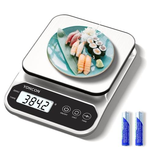 YONCON Digital Kitchen Scale, 0.1 G Increments, Cooking Scale, Maximum 3 Kg Capacity, Suitable for Cooking, Pets, Envelopes, and More, Automatic Calib