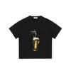 Black T Shirt With Beer Pouring Graphic Design For Casual Wear