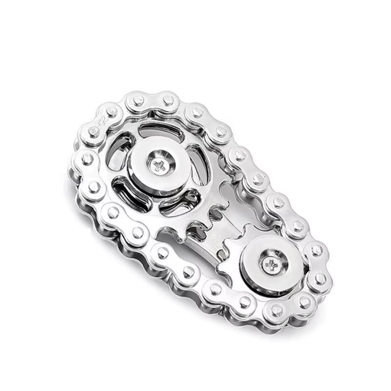 Stress Relief Metal Bike Chain Fidget Spinner - Anti-Anxiety Finger Toy for Adults, Unique Desk Toy Gifts for Men