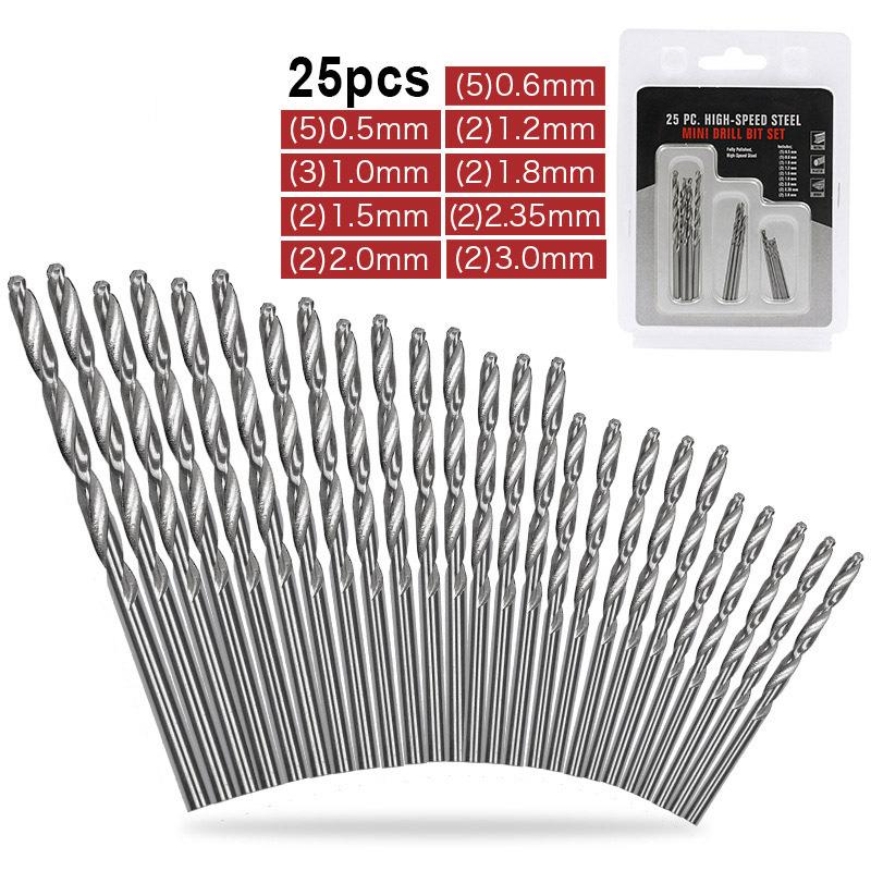 10/20/25Pcs Drill Bit Round Shank Change Woodworking Tool Hss High Speed Steel Titanium Coated Twist Drill Bits Set